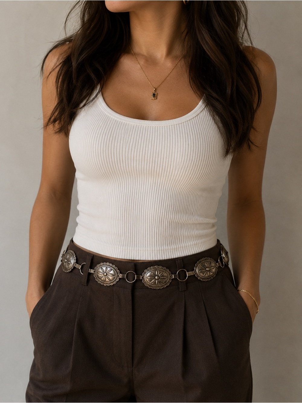 Silver Adjustable Conch Belt